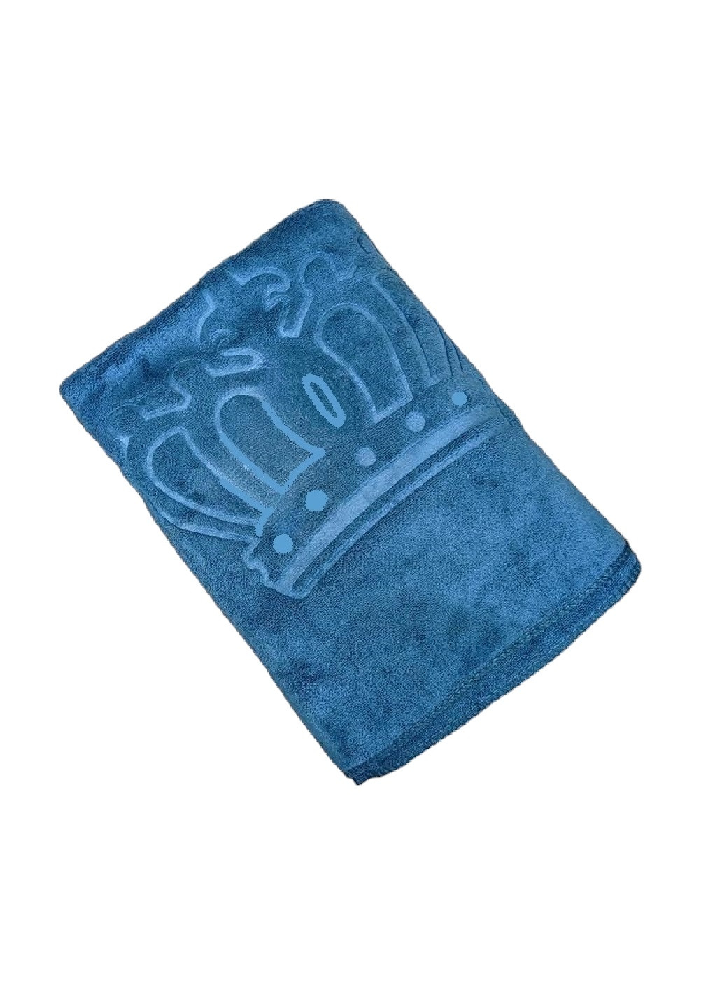 Unbranded полотенце микрофибра велюр для ванны бани сауны пляжа быстросохнущее с узором 170х90 см (476117-prob) корона голубое однотонный голубой производство -