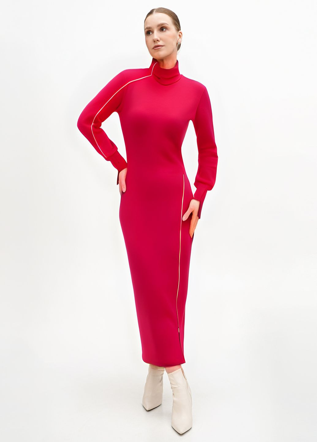 Красное кэжуал, вечернее платье трикотажное с молниями платье-трансформер, платье-водолазка, футляр A.G.N.A однотонное