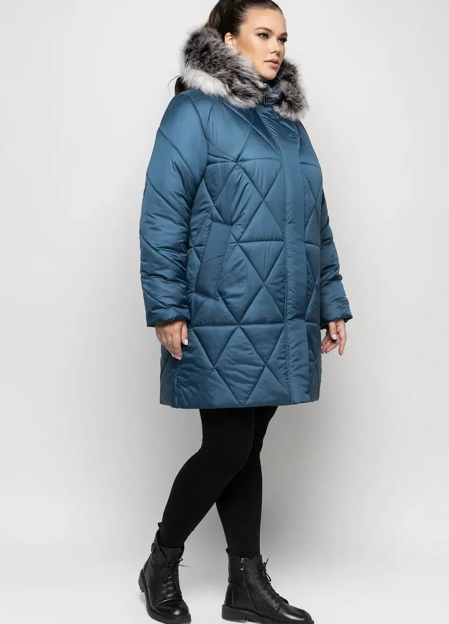 Сіро-синя зимня зимова жіноча куртка великого розміру SK