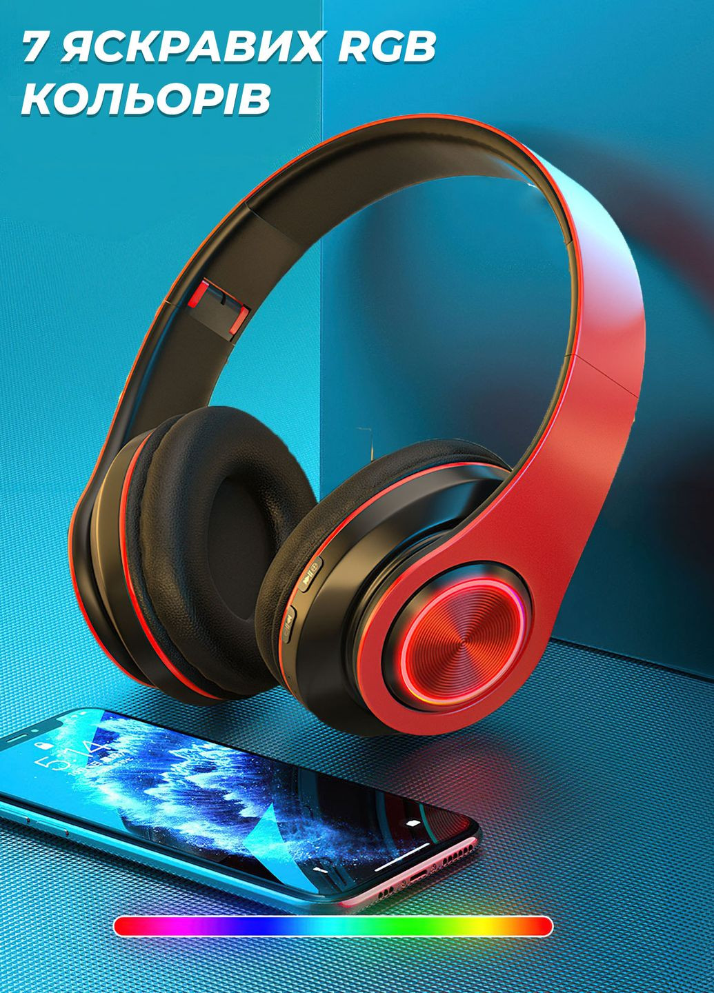 Безпровідні навушники B39 / Бездротові навушники з мікрофоном Bluetooth для Айфона та Андроїд 8988 OnePro Чорний, Червоний 67362 DobraMAMA (260632291)