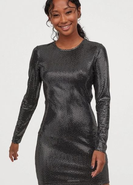 Черное праздничный, коктейльное, вечернее платье с блестками H&M