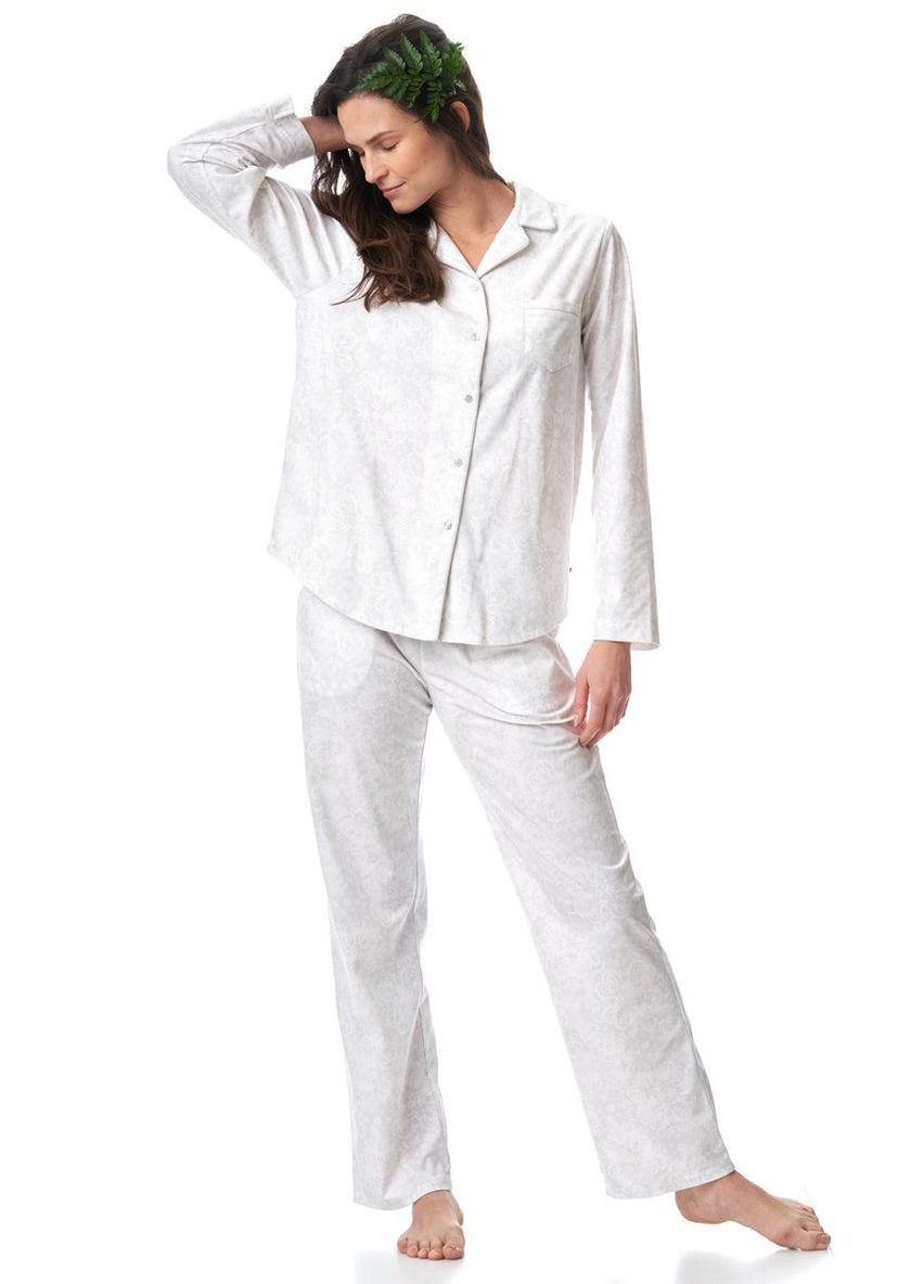 Светло-серая пижама женская (рубашка,брюки) xl белый, серый lns 818 b23 Key