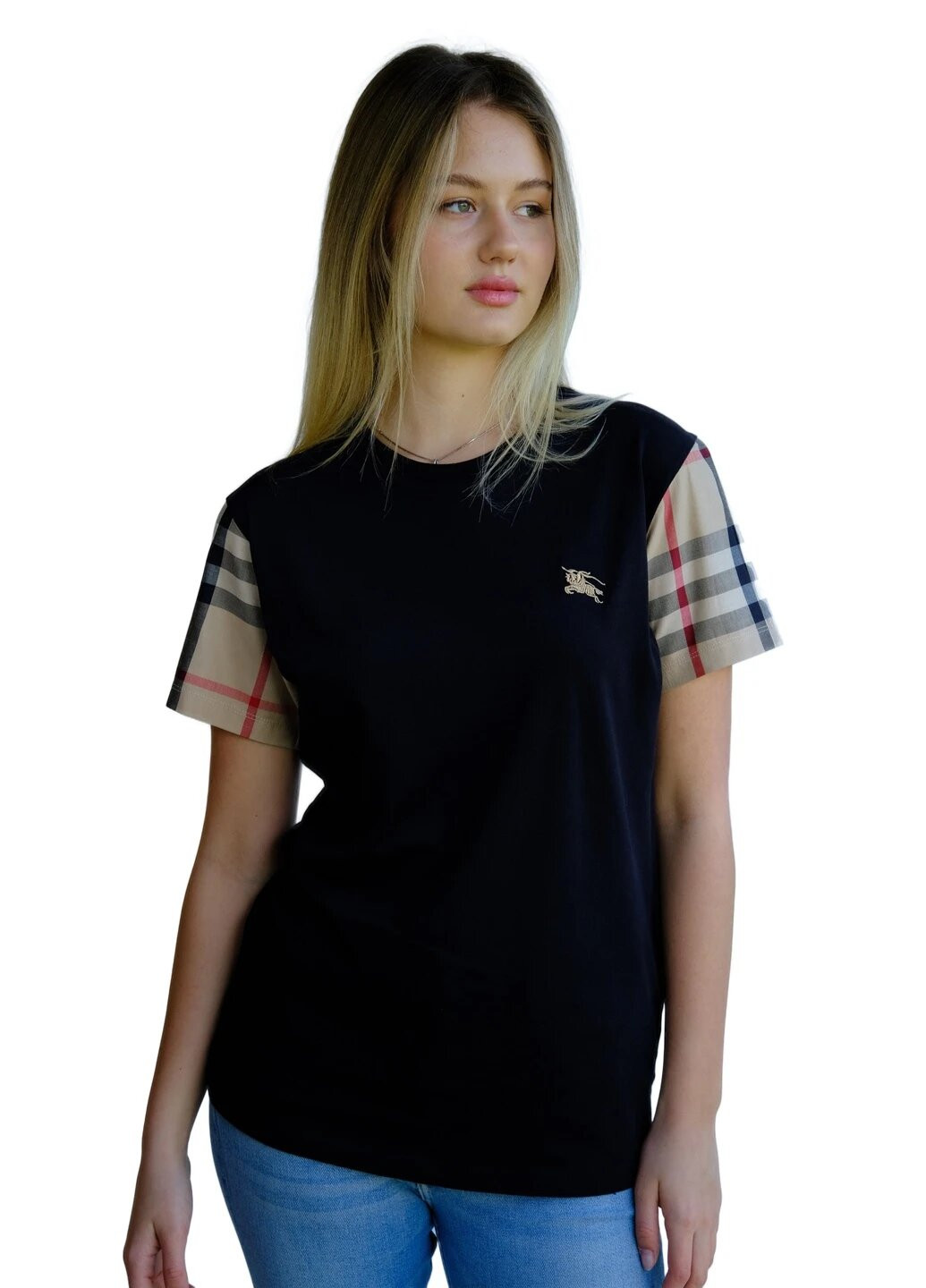 Чорна літня футболка жіноча з коротким рукавом Burberry