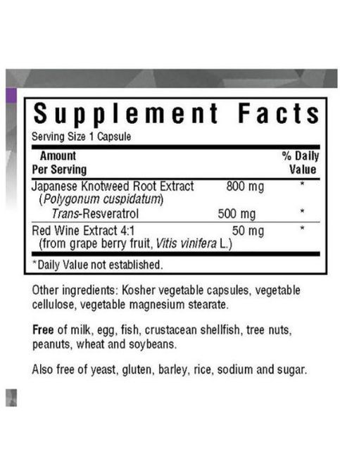 Resveratrol 500 mg 30 Veg Caps BLB0878 Bluebonnet Nutrition (266554722)