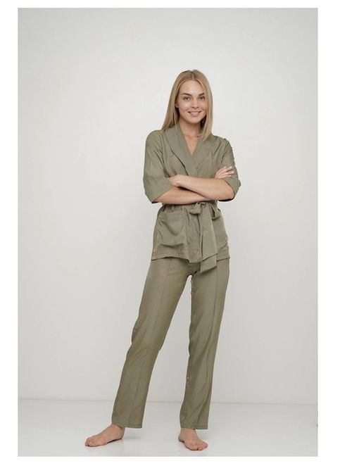 Оливковая (хаки) всесезон пижама женская футболка + брюки Modena