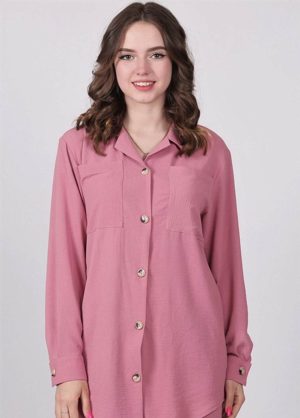 Розово-лиловая кэжуал рубашка Актуаль
