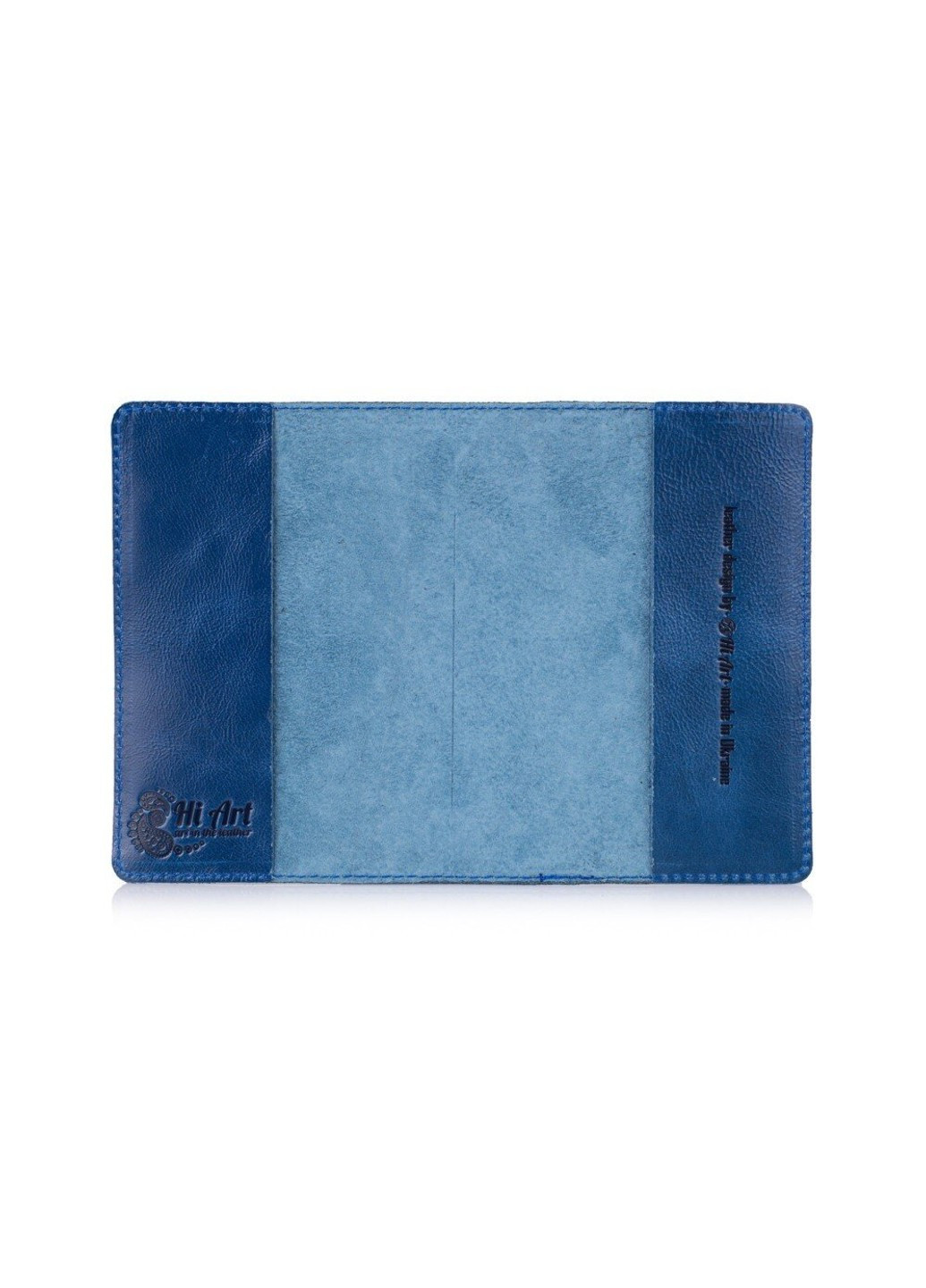 Шкіряна обкладинка на паспорт HiArt PC-01 Buta Art блакитний Блакитний Hi Art (268371792)