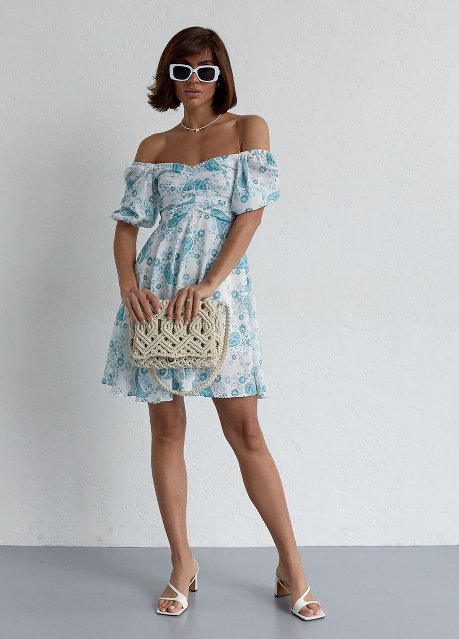 Бирюзовое откровенный летнее платье мини с драпировкой спереди - бирюзовый Lurex