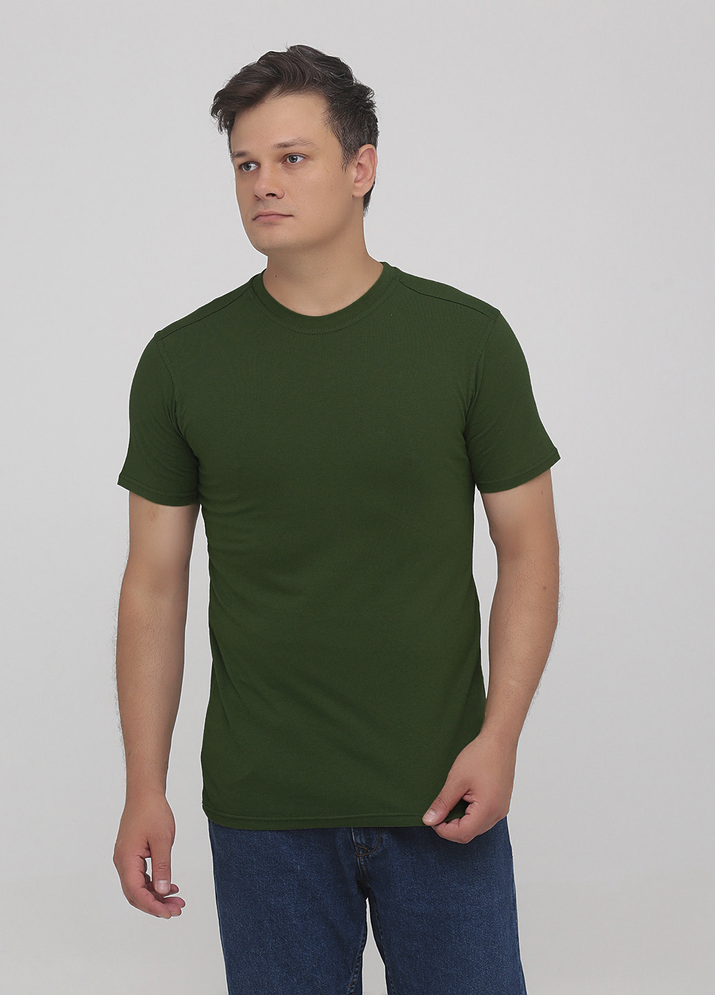 Темно-зелена чоловіча футболка темно-зелений з коротким рукавом Malta М385-24