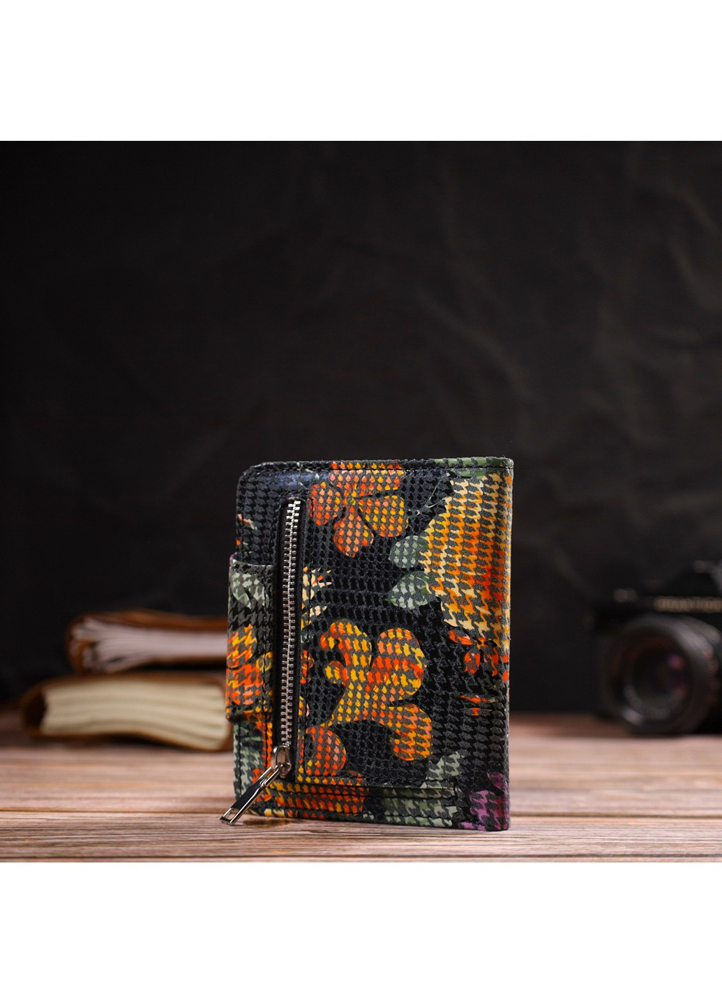 Оригинальное женское портмоне среднего размера из натуральной фактурной кожи 21804 Разноцветное Canpellini (259815834)