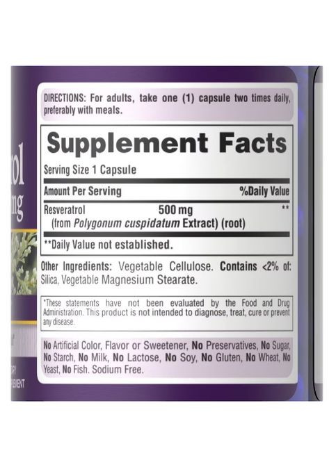 Puritan's Pride Resveratrol 500 mg 30 Caps Puritans Pride (277926776)