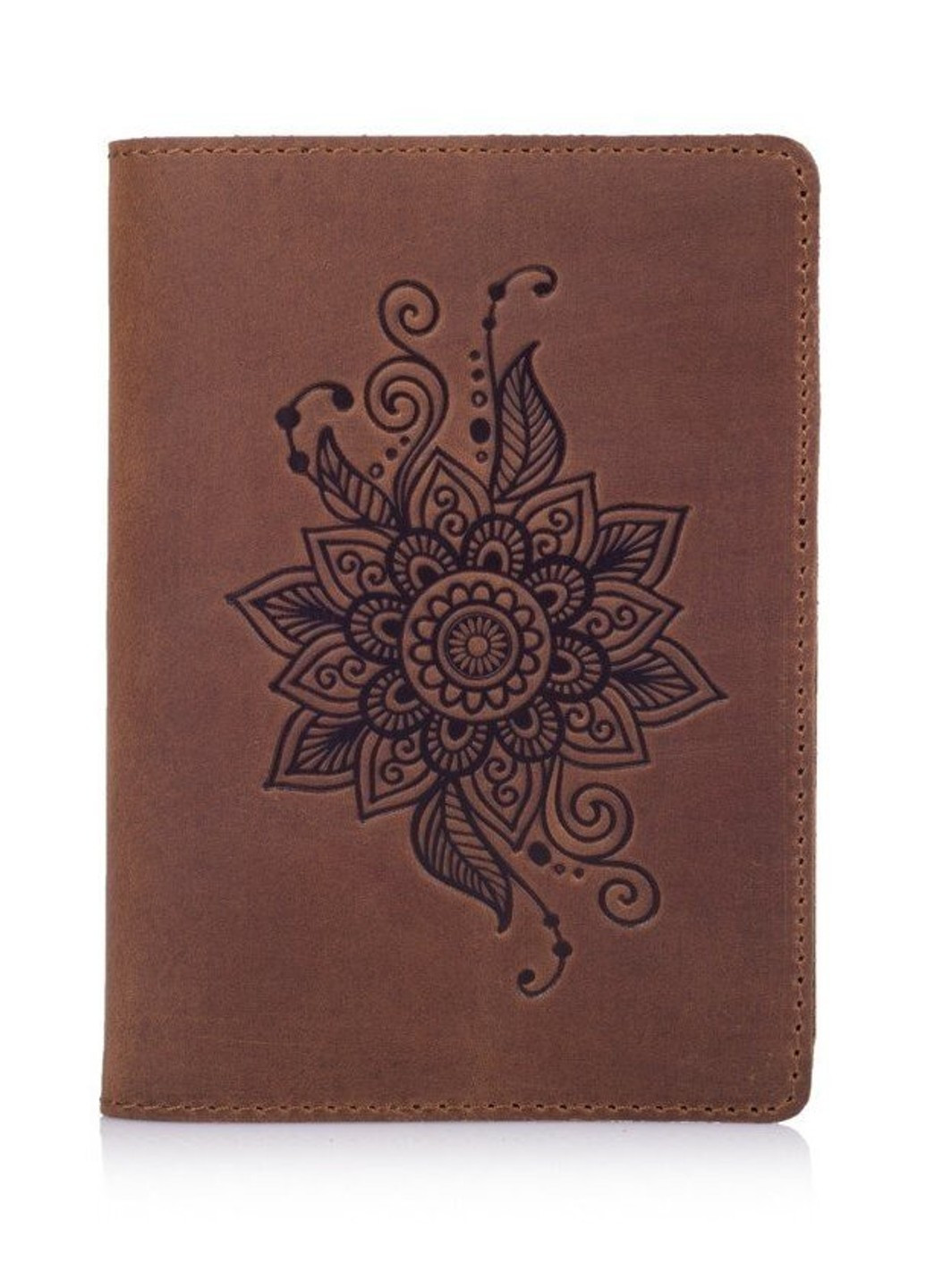 Шкіряна коричнева обкладинка на паспорт HiArt PC-01-S19-1235-T006 Коричневий Hi Art (268371250)