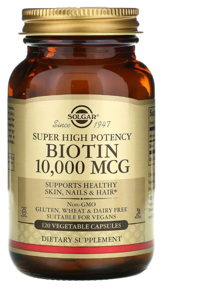 Biotin Super High Potency 10000 mcg 120 Veg Caps SOL-52392 Solgar (256722717)