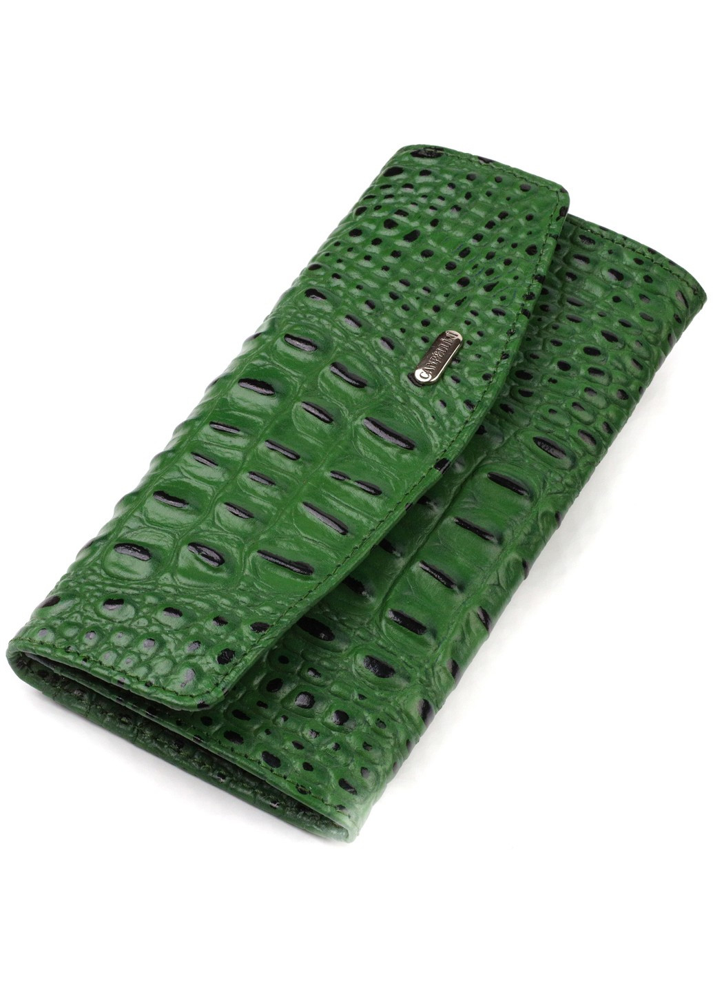 Портмоне для женщин из натуральной кожи с тиснением под крокодила 21701 Зеленое Canpellini (259815813)