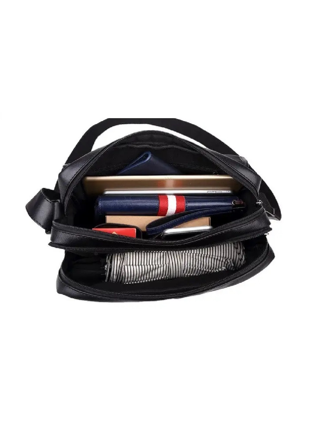 Чоловіча стильна практична компактна міська міська повсякденна сумка через плече з екошкіри 30х22х10 см (475523-Prob) Коричнева Unbranded (268463128)