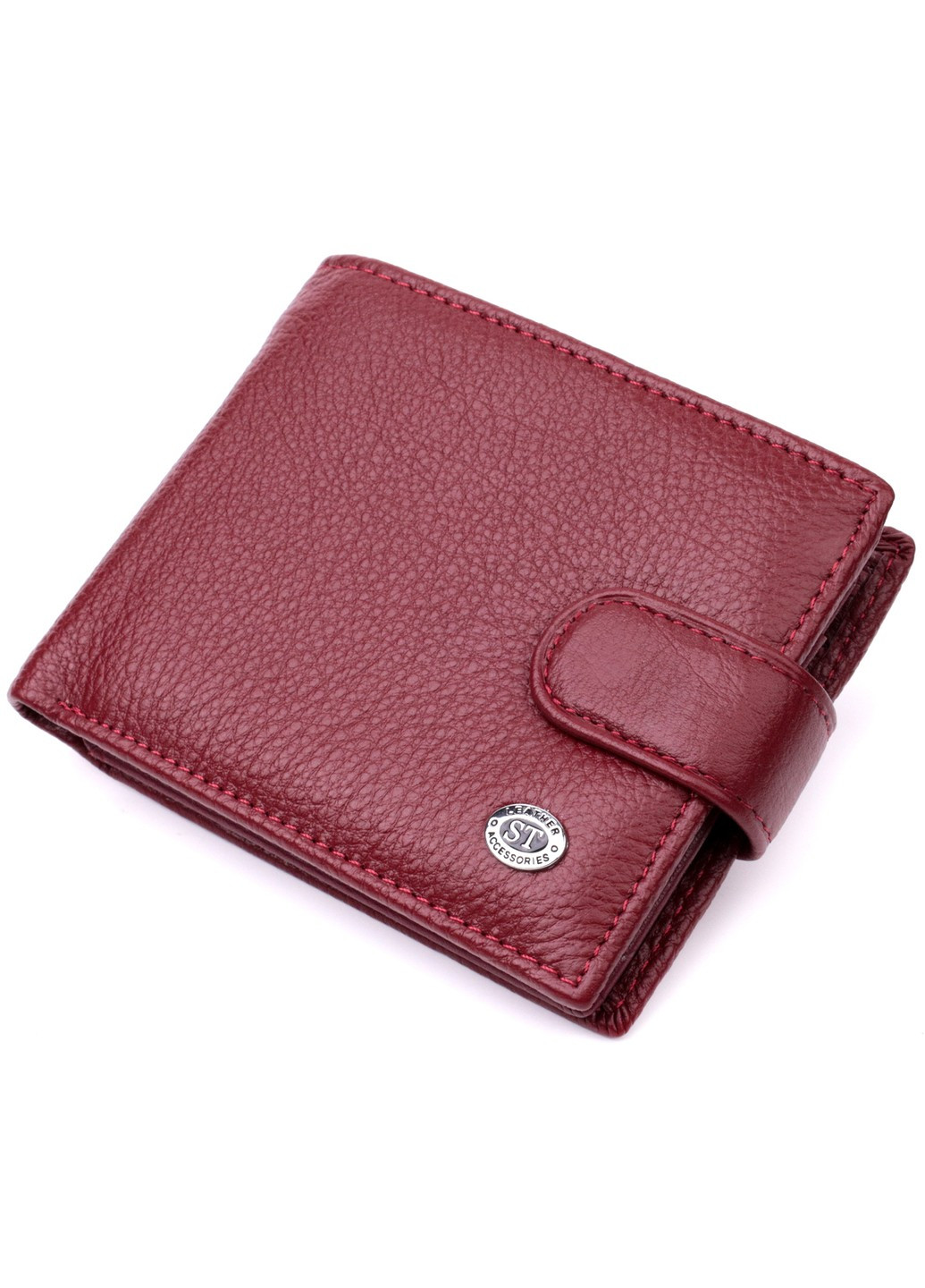 Стильне жіноче портмоне з блоком для карт з натуральної шкіри 19472 Бордовий st leather (278001161)