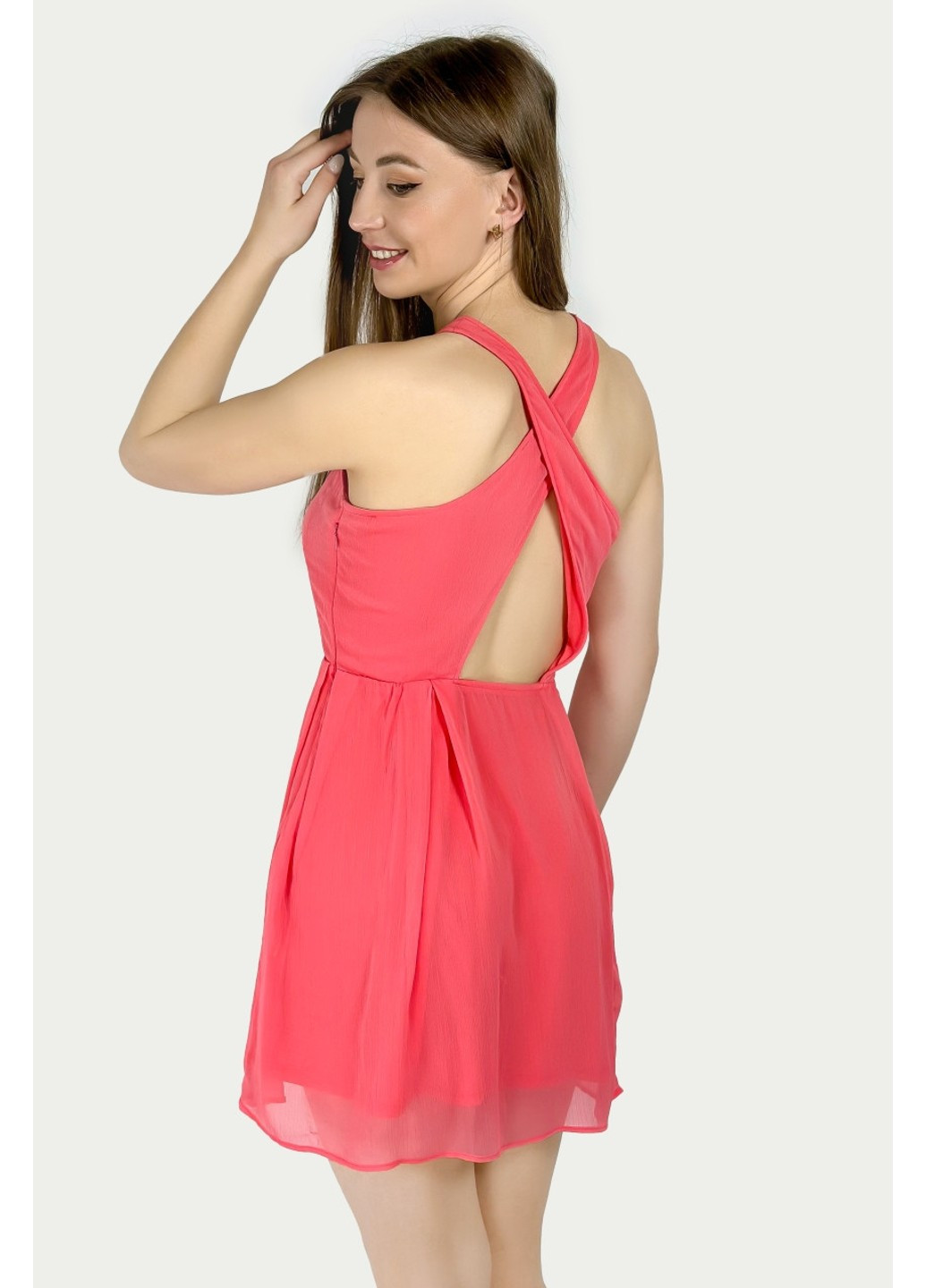 Рожева повсякденний сукня 9391/304/679 з пишною спідницею Pull & Bear однотонна