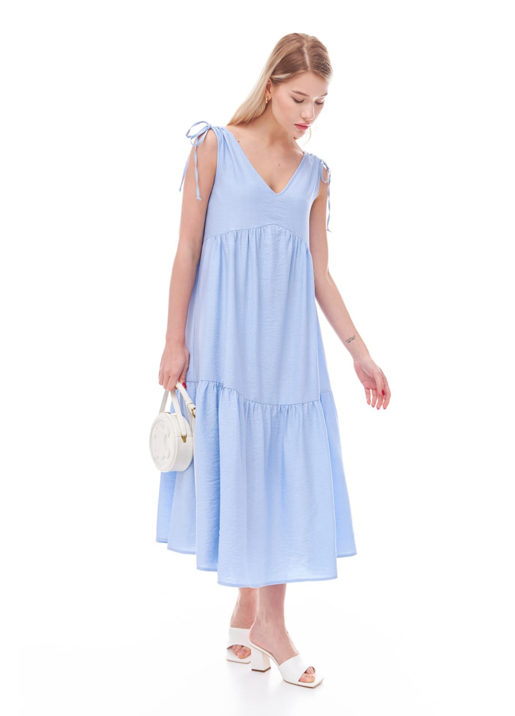 Голубое свободное платье миди. цвет голубой Oona