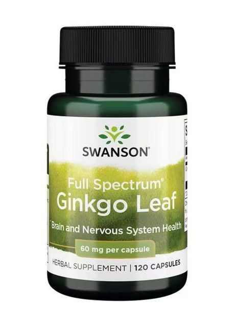 Листя гінкго Full Spectrum Ginkgo Leaf, 60 mg 120 Caps Swanson (265229774)