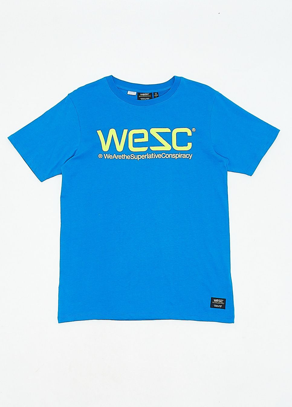 Синяя футболка basic,синий-желтый с принтом, Wesc