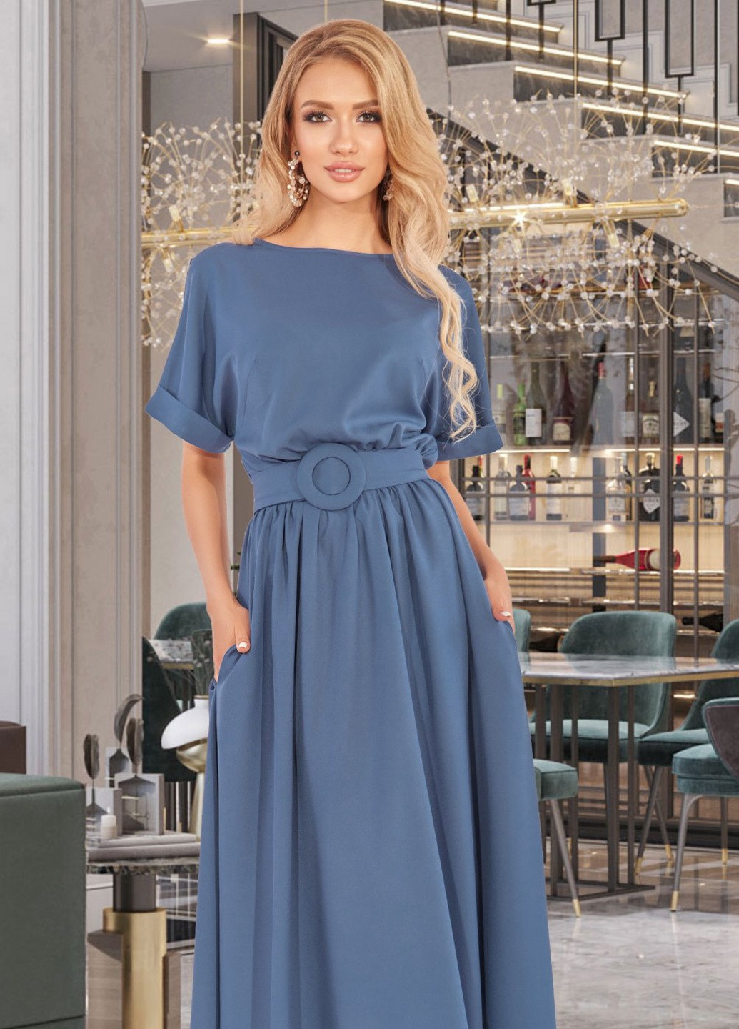 Синя сукнi норма легка вільна сукня (4863)18595-533 Lemanta