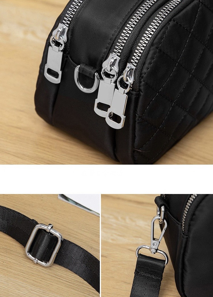 Женская классическая сумочка кроссбоди на ремешке на три отдела черная No Brand (258553585)