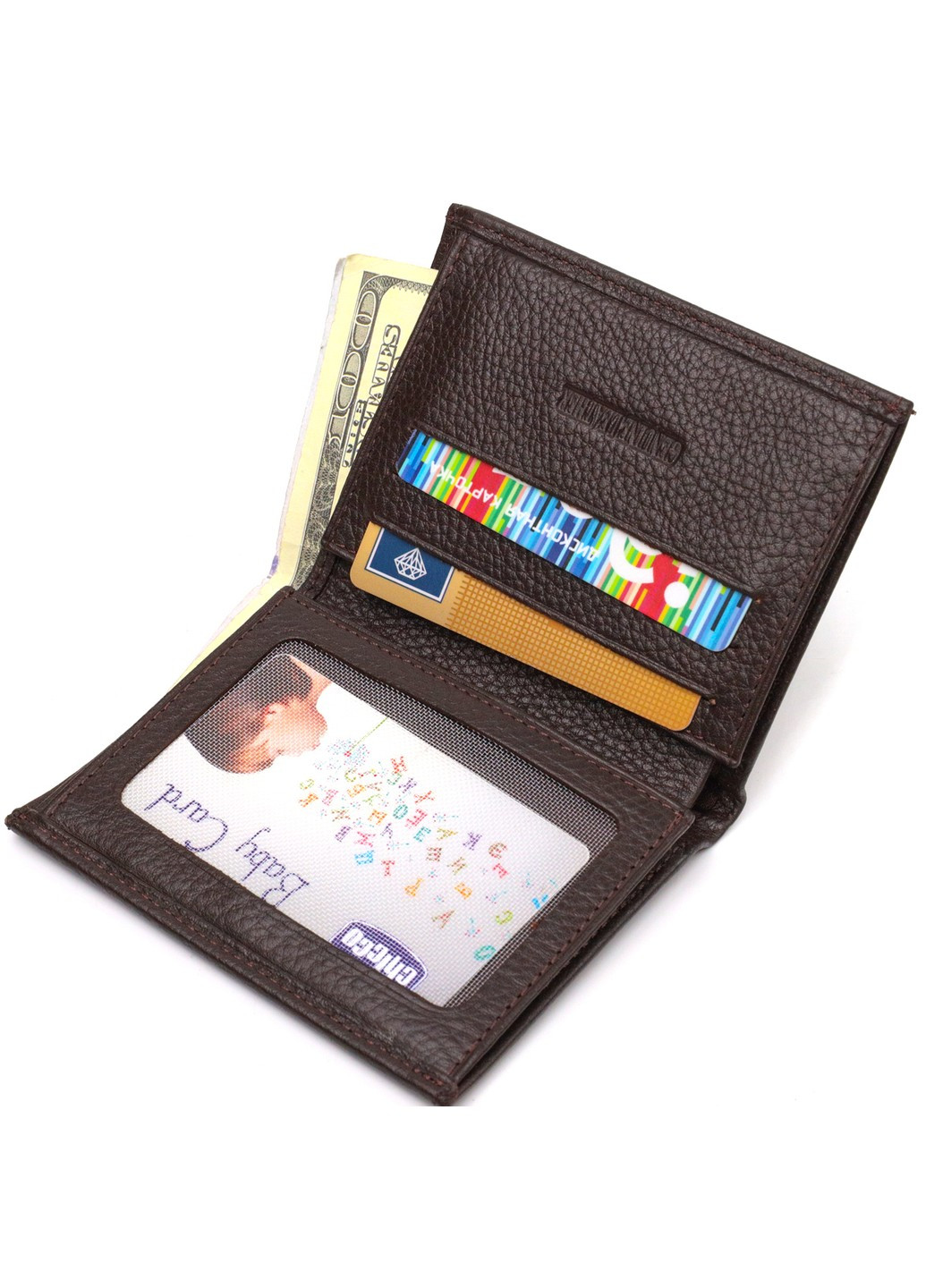 Компактний гаманець для чоловіків із натуральної шкіри флотар 21873 Коричневий Canpellini (259829969)