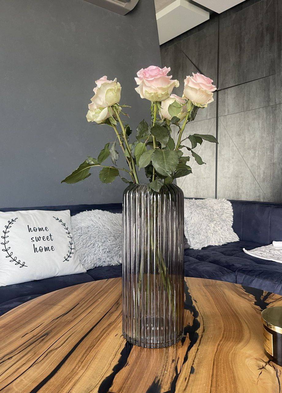 Ваза скляна Soul Jennifer h-37,5 см., d-15 см., сірий Soul free (264829243)