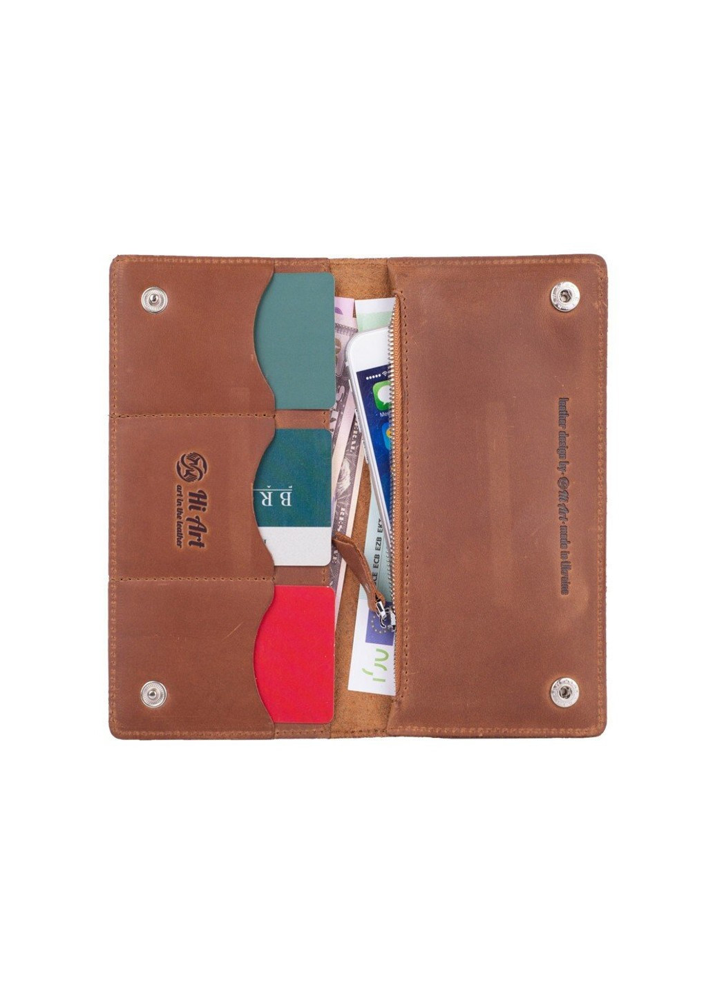 Кожаный рыжий бумажник WP-05 Mehendi Art Рыжий Hi Art (268371617)