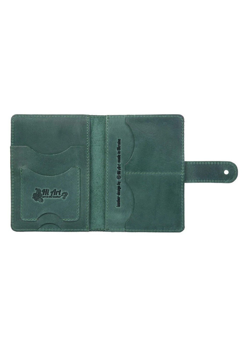 Обкладинка для паспорта зі шкіри «Mehendi Classic» PB-02/1 Shabby Alga Темно-зелений Hi Art (268371883)