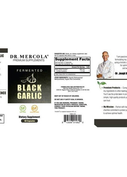 Fermented Black Garlic 60 Caps Dr. Mercola (257252486)