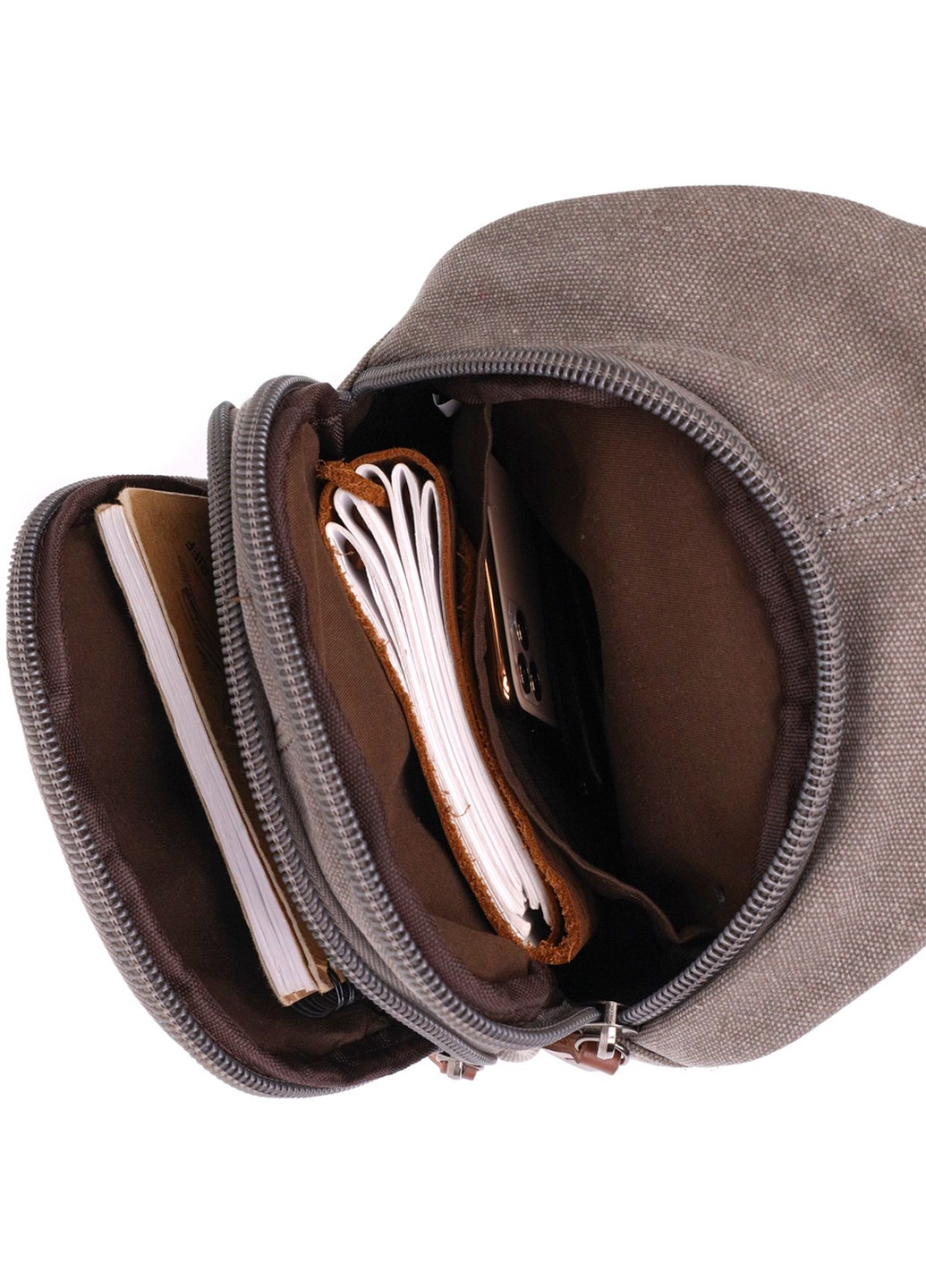 Чоловіча текстильна сумка через плече з ущільненою спинкою Vintagе 22173 Сірий Vintage (267932147)