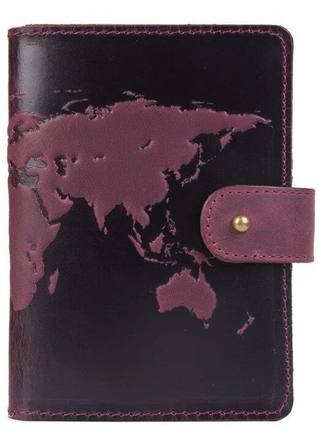 Обложка для паспорта из кожи «World Map» PB-02/1 Shabby Alga Темно-зеленый Hi Art (268371681)