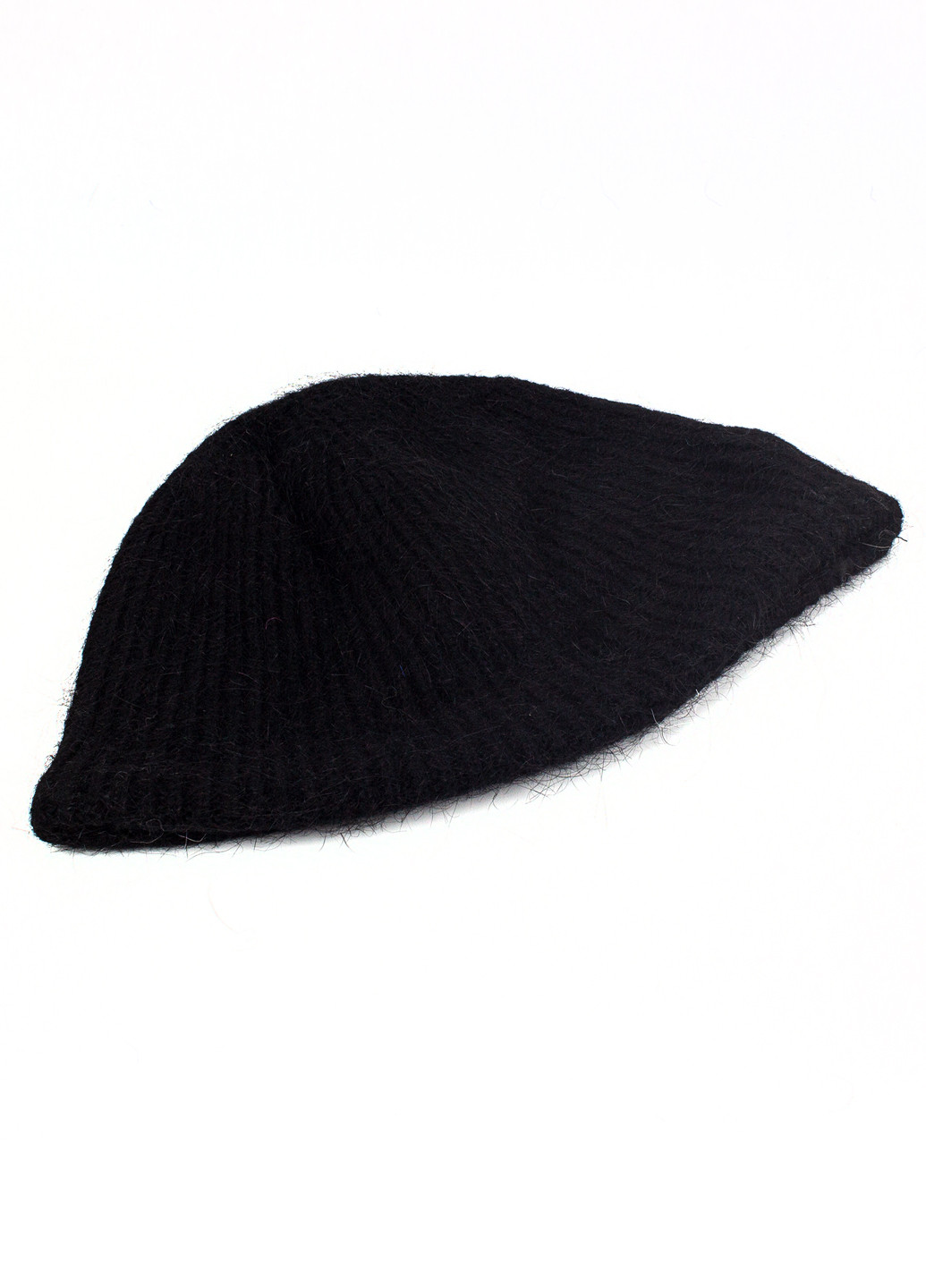 Вязаная шапка-панама из шерсти кролика черная Corze hc5004 (269342899)