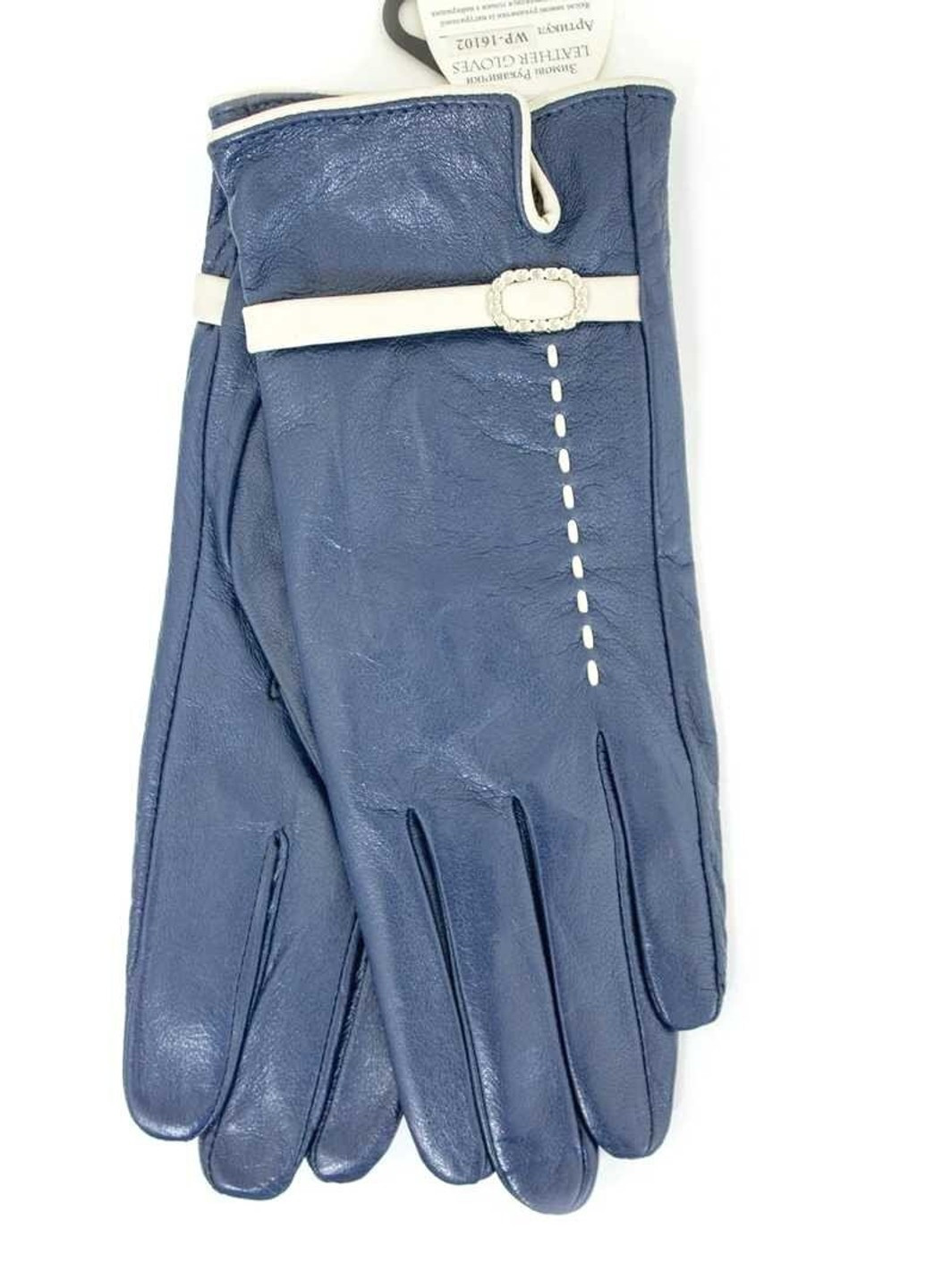 Жіночі шкіряні рукавички сині 374s1 S Shust Gloves (261486922)