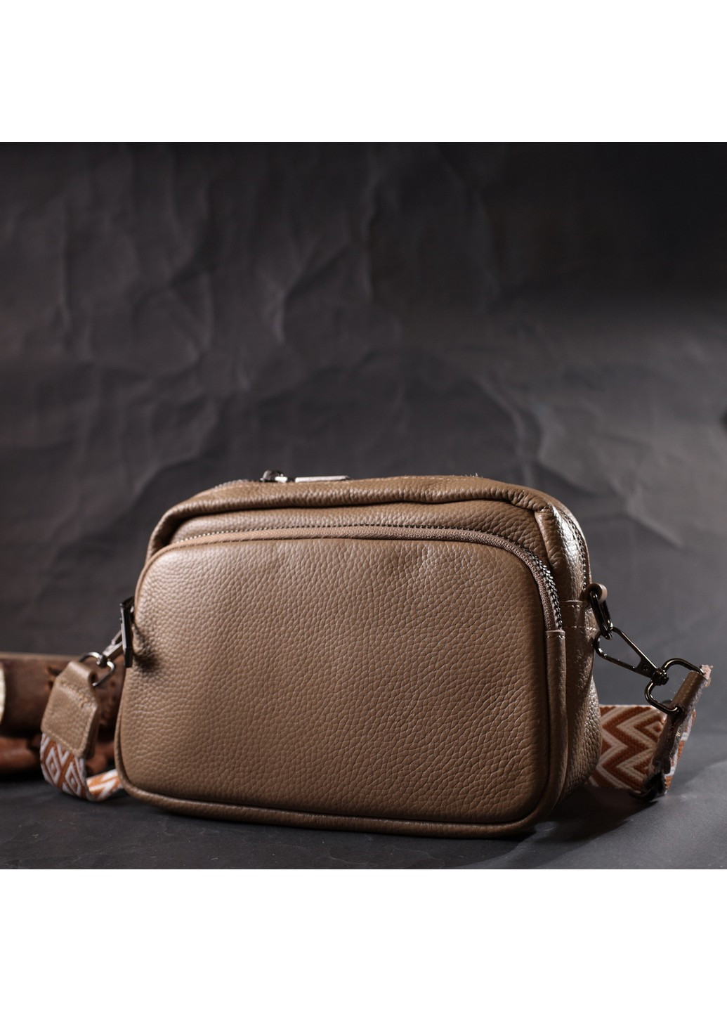 Женская сумка кросс-боди из натуральной кожи 22293 Бежевая Vintage (276461680)