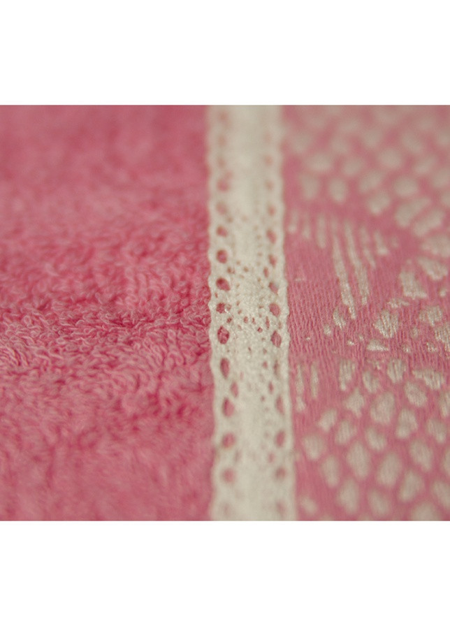 Romeo Soft полотенце - crochet розовый с белым кружевом 70*140 орнамент розовый производство - Турция