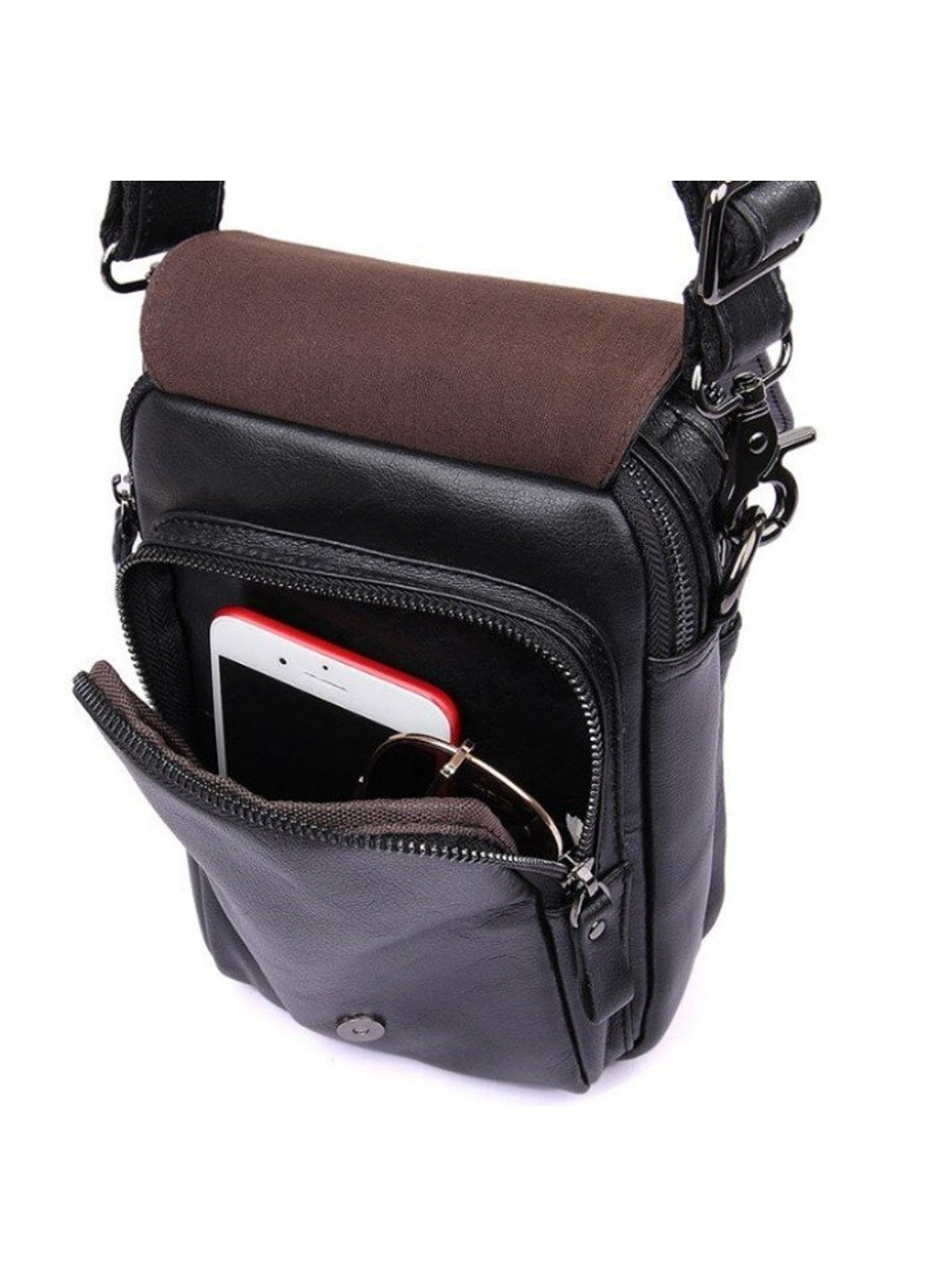 Чоловіча шкіряна сумка 1012A Чорний Tiding Bag (276773376)
