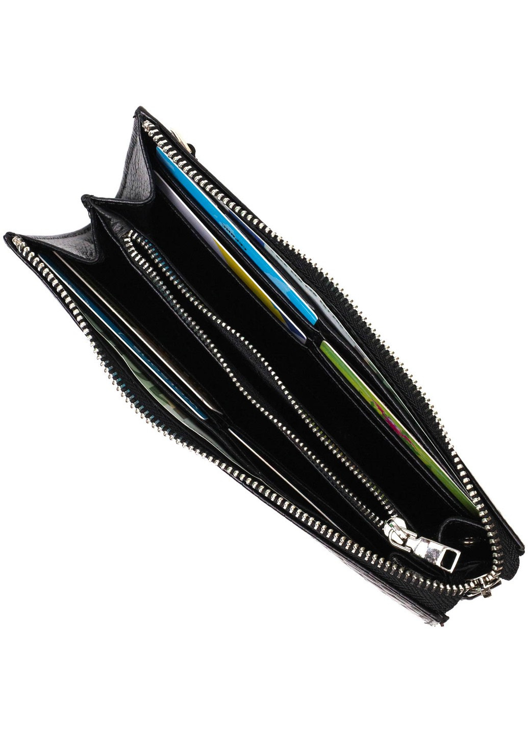 Місткий чоловічий клатч із натуральної шкіри з тисненням під крокодила 22049 Чорний Bond (262158007)