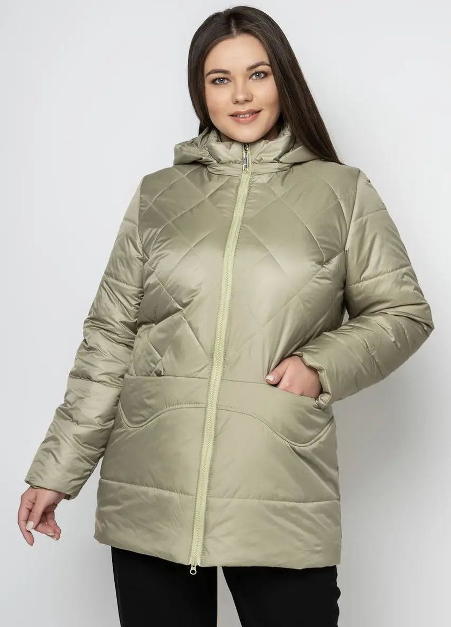 Оливкова демісезонна жіноча демісезонна куртка великого розміру SK