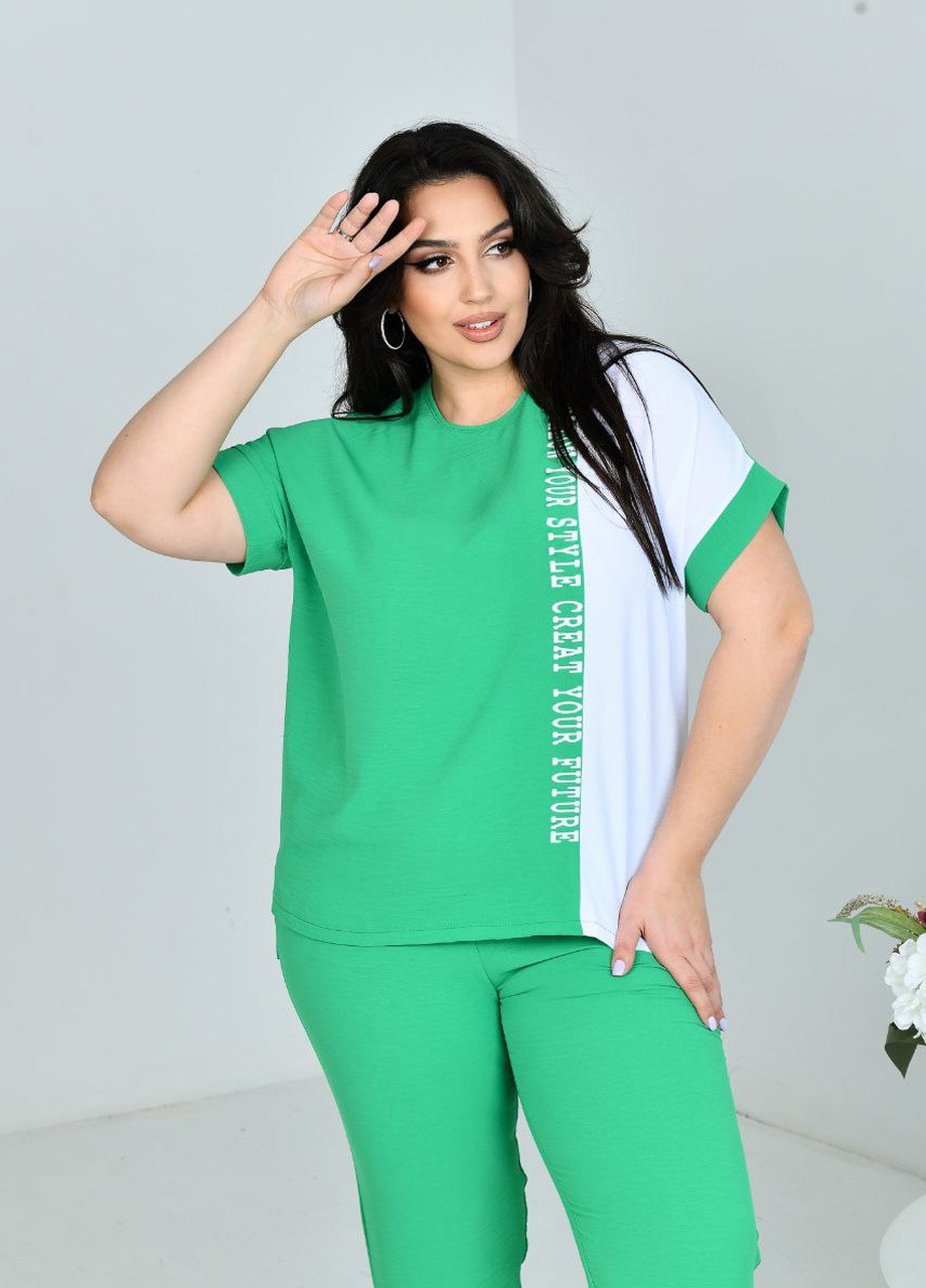 Женский прогулочный костюм двойка цвет зеленый р.50 432234 New Trend (258685540)