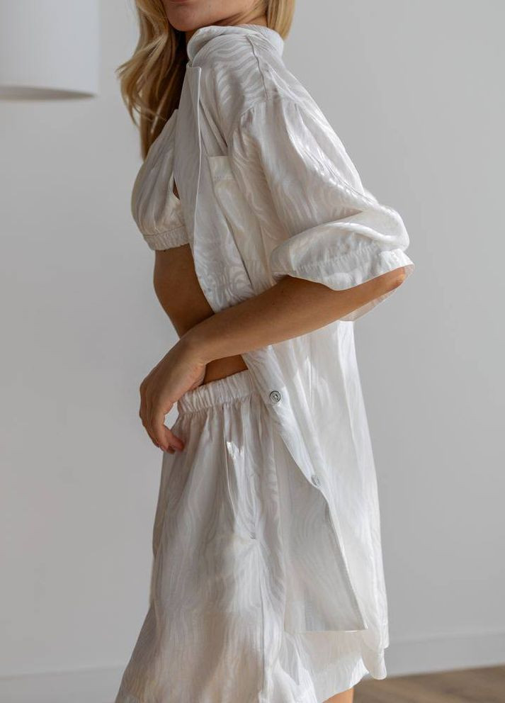 Белая женский пижамный костюм тройка monila цвет белый р.l 443843 New Trend
