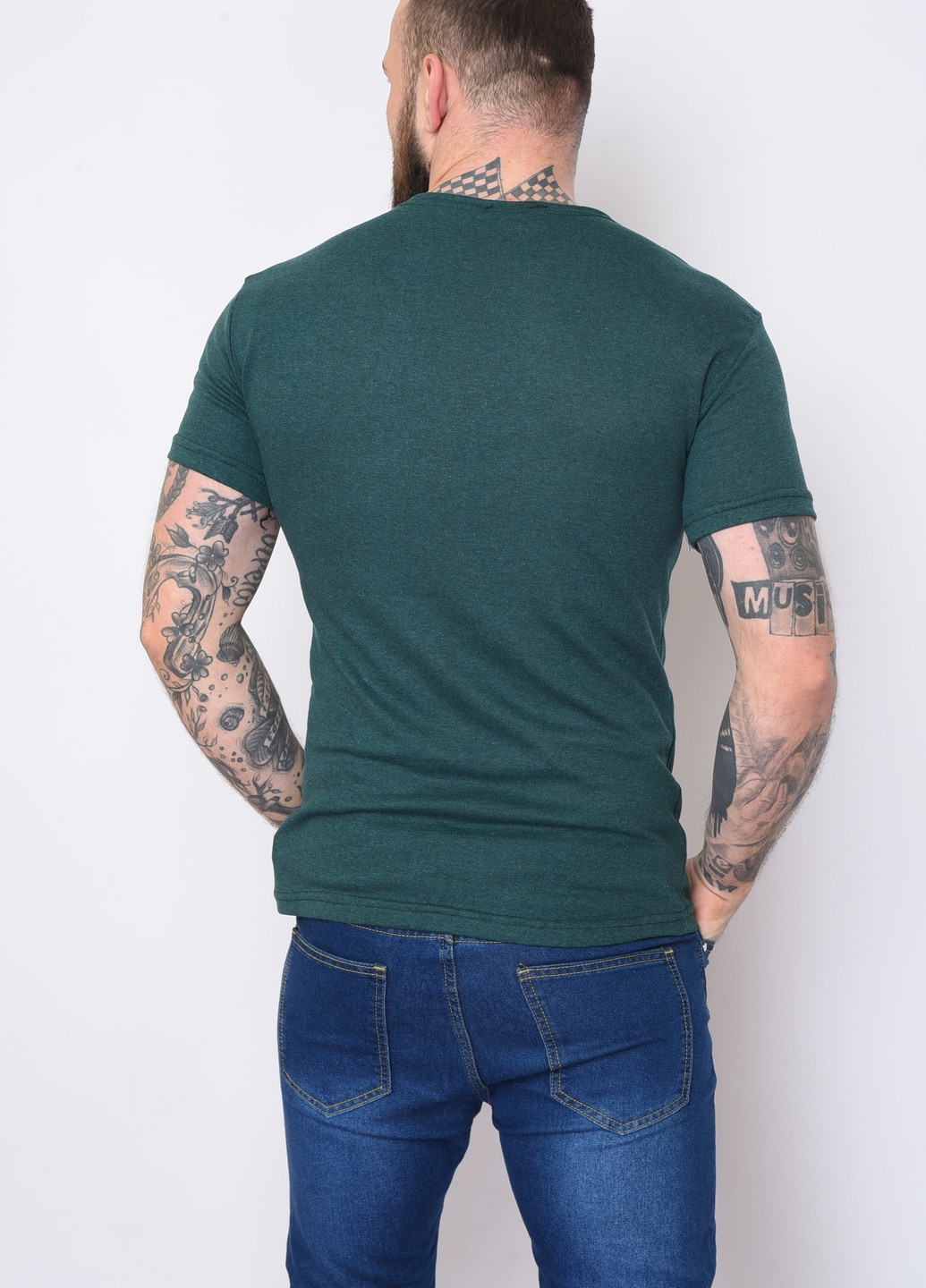 Зелена футболка чоловіча зеленого кольору однотонна Let's Shop