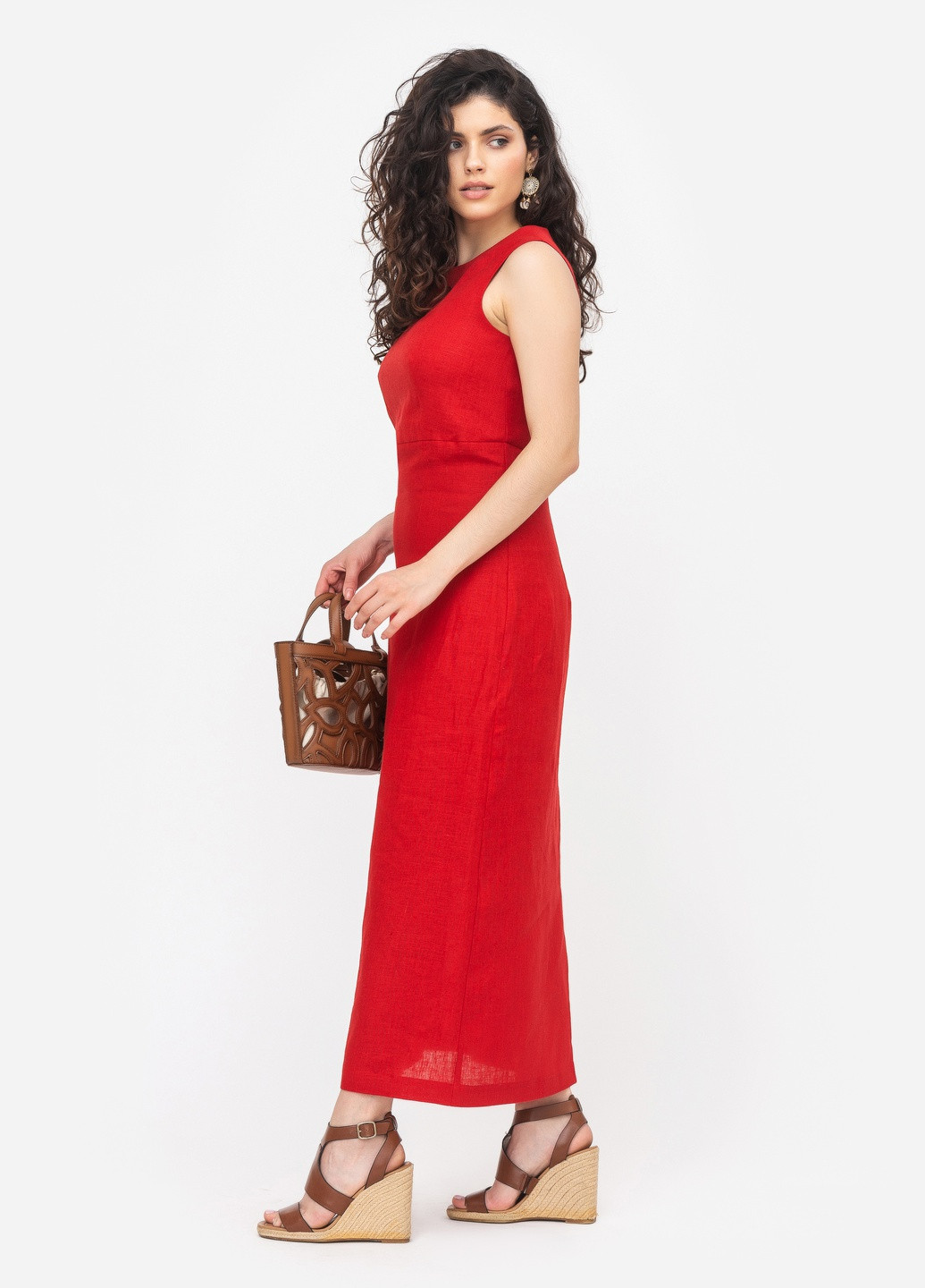 Красное повседневный платье меди приталенное красное футляр MORANDI однотонное
