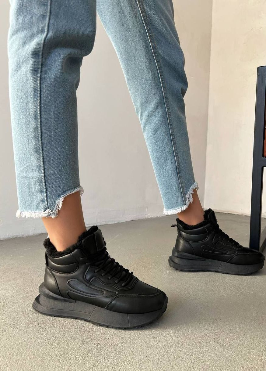Черные женские кроссовки эко-кожа No Brand