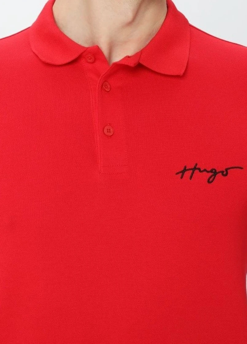 Красная футболка-поло мужское для мужчин Hugo Boss с логотипом