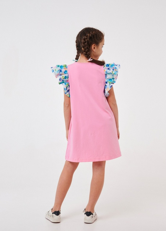 Розовое платье пышный рукав розовый Smil (258078461)