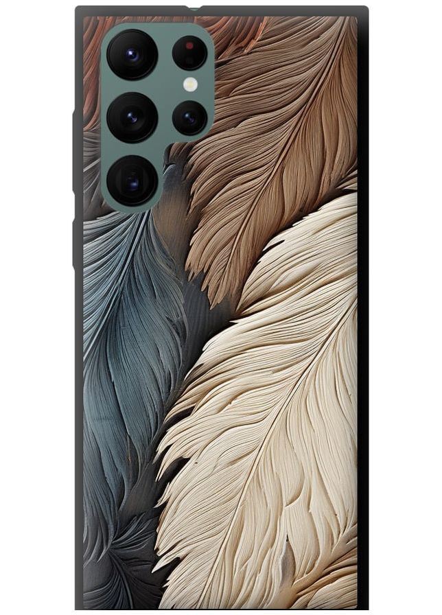 TPU черный чехол 'Листья в стиле бохо' для Endorphone Samsung Galaxy S22 Ultra (265397756)