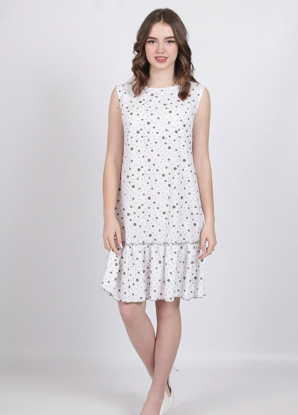 Білий кежуал сукня жіноча 339 горох хакі софт біла Актуаль