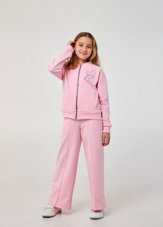 Розовый детский костюм (свитшот+брюки) | 95% хлопок | демисезон | 122, 128, 134, 140 | удобный и комфортный розовый Smil